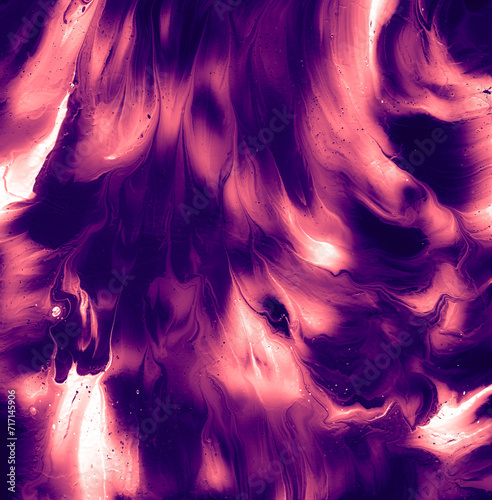 Vibrant  colorful and fluid abstract paint texture background in a modern and contemporary style with shades of purple  orange  red  pink  black
