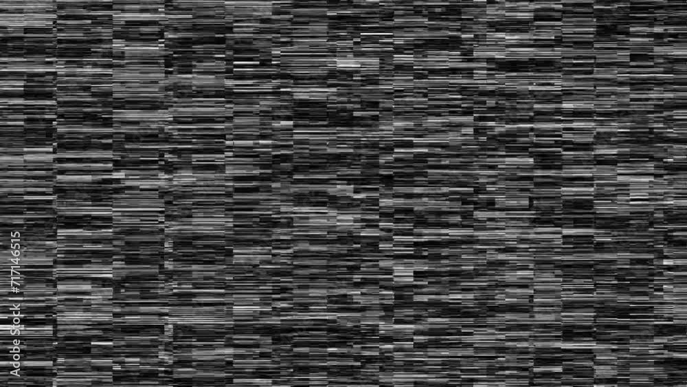 Monochrome abstract background with glitch noise screen effect. Seamless loop 4k Monochrome abstract background with glitch noise screen effect. Seamless loop 4k