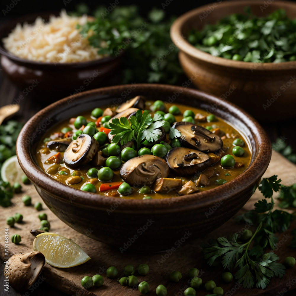 Mushroom Matar Curry - A Savory Blend of Mushrooms and Peas Delight Mushroom Matar Curry - A Savory Blend of Mushrooms and Peas Delight