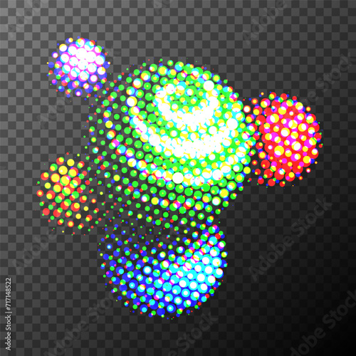 Halftone Decorative Balls 3D, PNG Ready, Vector Illustration