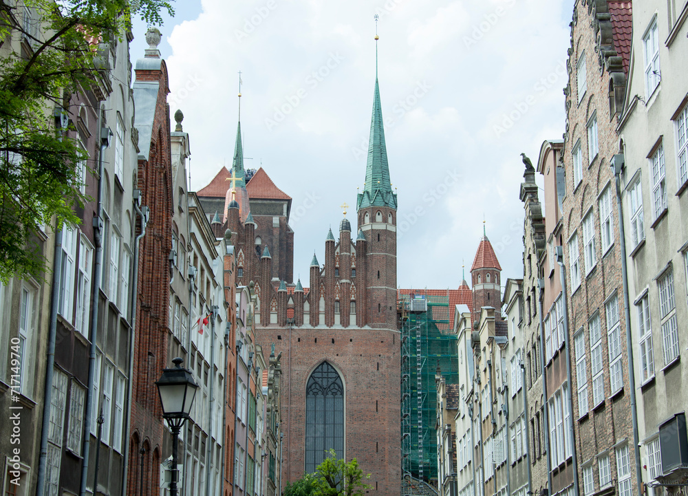 Gdansk Old Town Houses And St. Mary's Church
