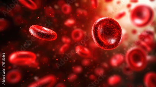 Dynamic red blood cells with a vivid backlight creating a sense of motion