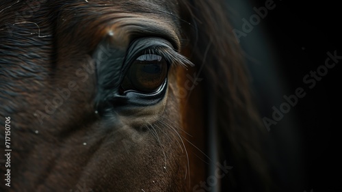 Close-up of a horse s eye with dark background