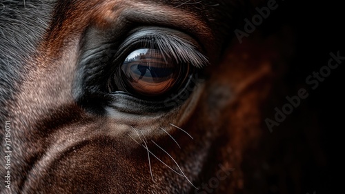 Close-up of a horse's eye with city reflection © Татьяна Макарова