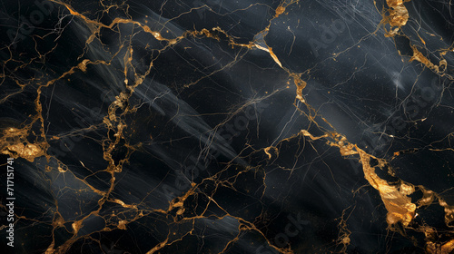 Elegant Black Marble Texture with Gold Veins Background