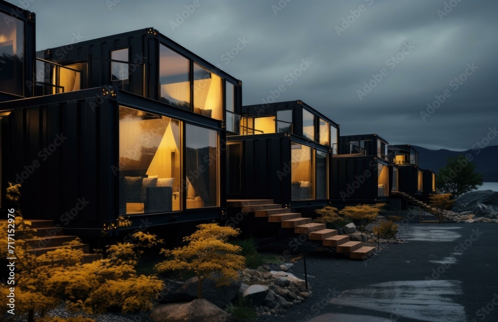 The shipping container hotel in new zealand. Generative AI.