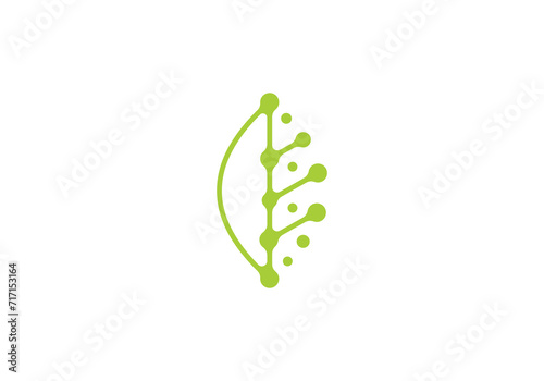 leaf tech logo. creative neuron digital connect icon design photo