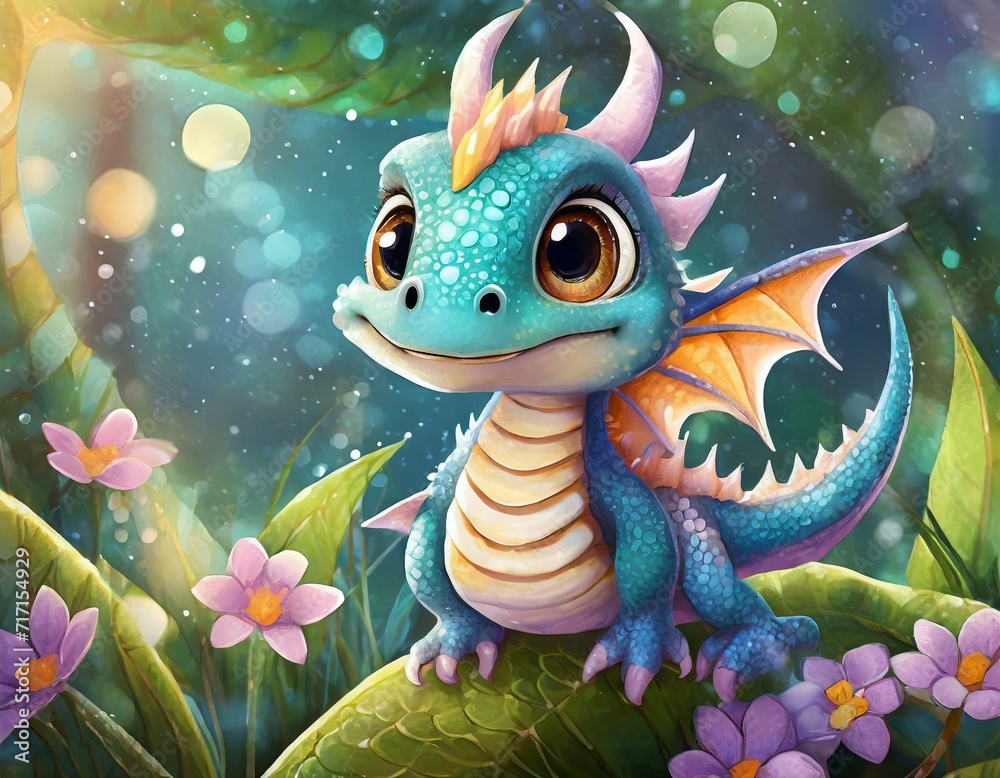 cute baby dragon with big big eyes