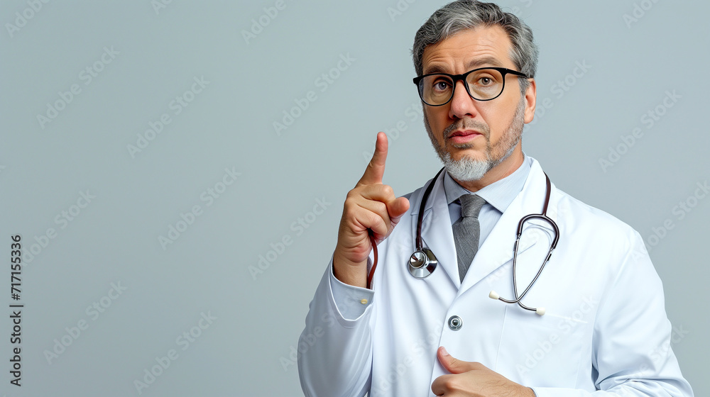 Doctor Shows Index Finger Up Doctor Shows Index Finger Up