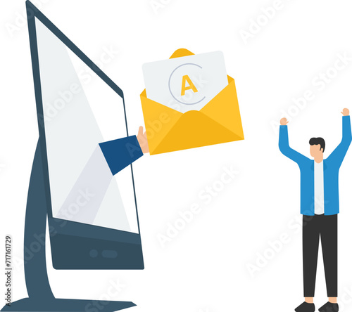 Sending and receiving mail messages. People using electronic mail by computer
