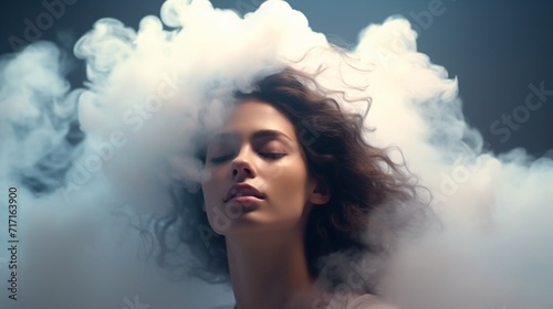 portrait of a woman with clouds