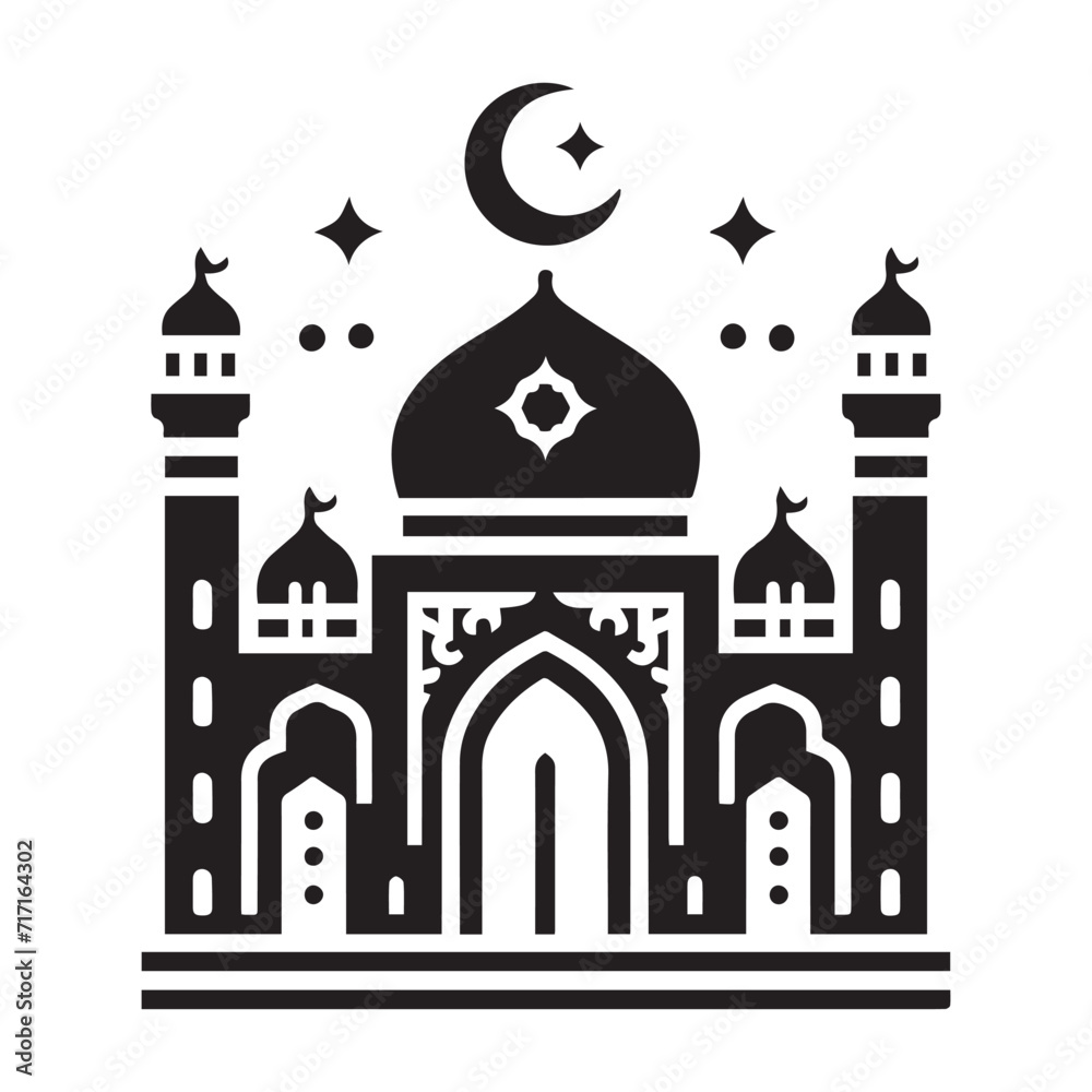 Illustration silhouette of a mosque vector