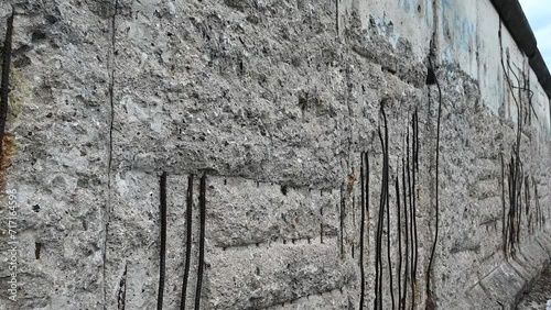 Berlin, Germany, August 10, 2023. Close-up conceptual image footage of a section of the Berlin Wall at the Topography of Terror museum.
