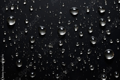 Water drops on a black background, Shallow depth of field, Ai Generated