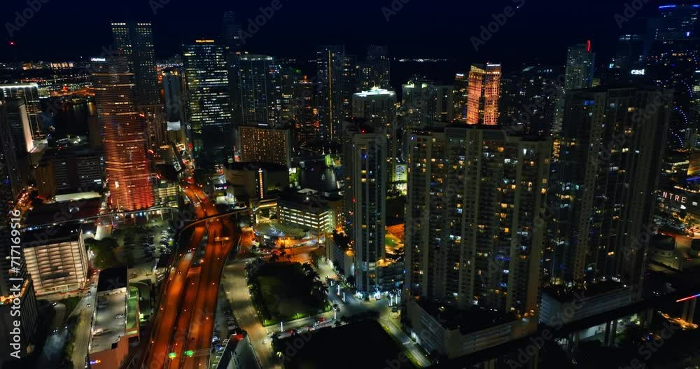 Amazing view of the lively city scenery at night, Luminous panorama of Miami, Florida, USA from top. Amazing view of the lively city scenery at night, Luminous panorama of Miami, Florida, USA from top.