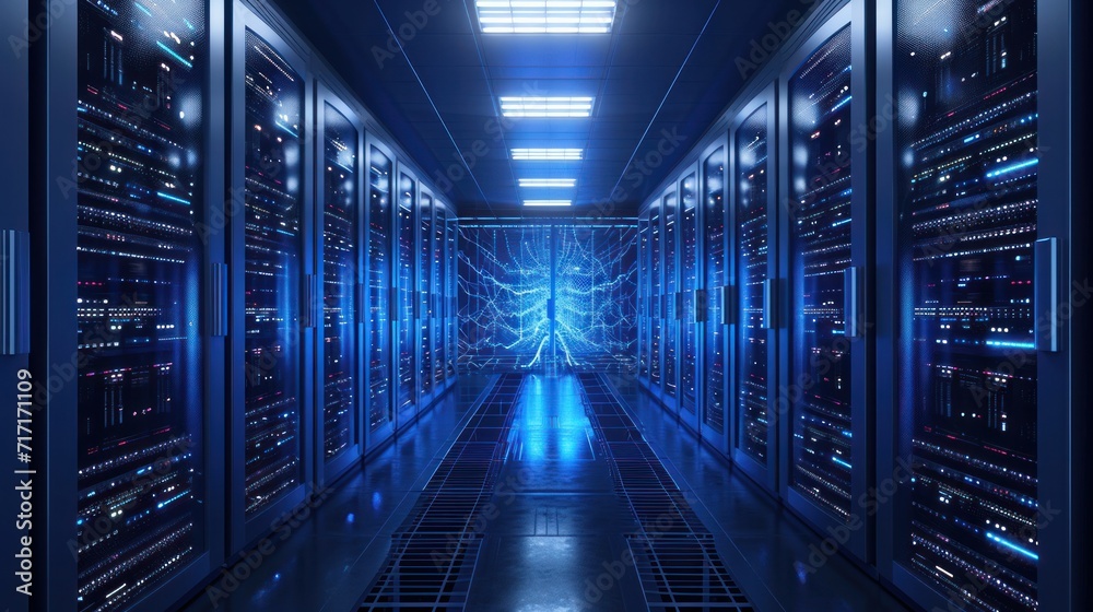 3D illustration banner of server room in data center full of telecommunication equipment, concept of big data storage and cloud hosting technology 3D illustration banner of server room in data center full of telecommunication equipment, concept of big data storage and cloud hosting technology