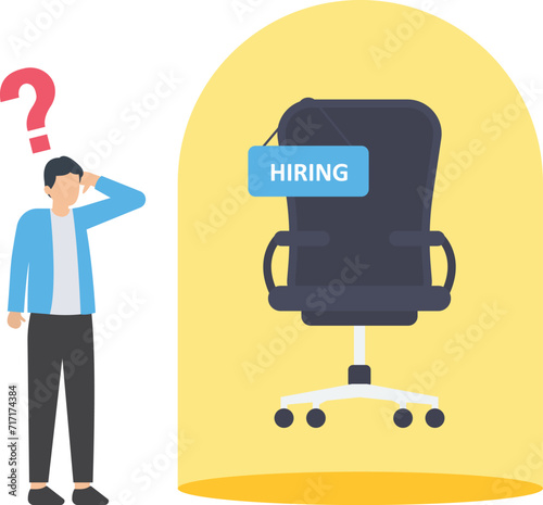 Unemployment concept. Character losing their job or can't find work caused by recession and business shut down
