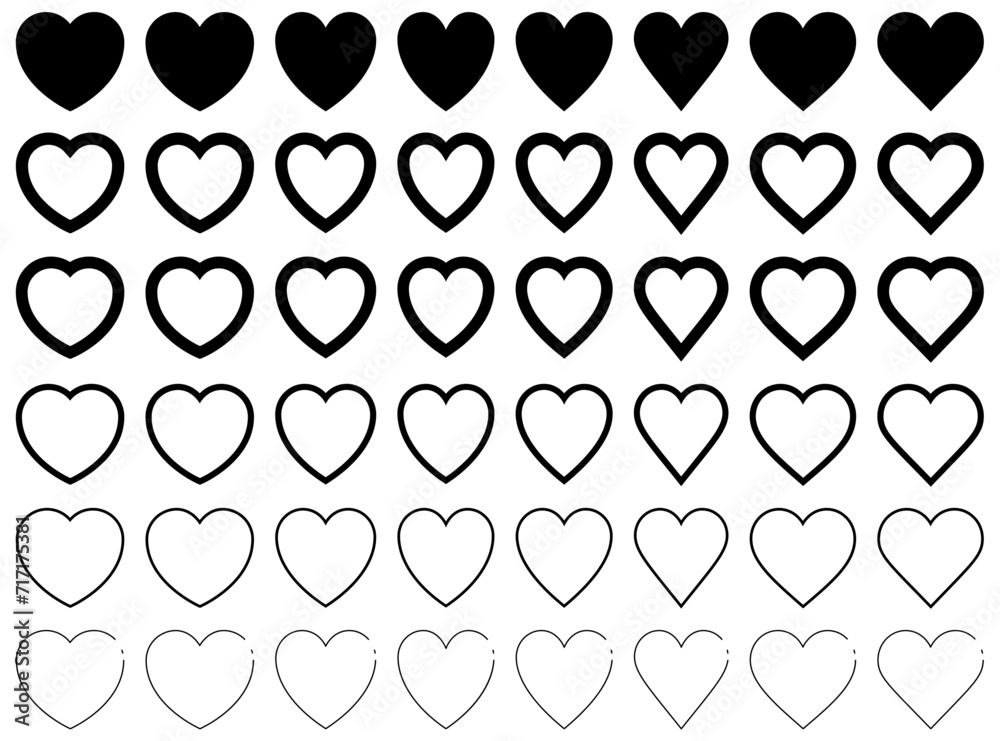 COEUR ICÔNE. 8 modèles de cœurs avec 5 contours différents