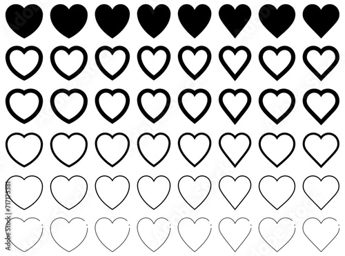COEUR ICÔNE. 8 modèles de cœurs avec 5 contours différents