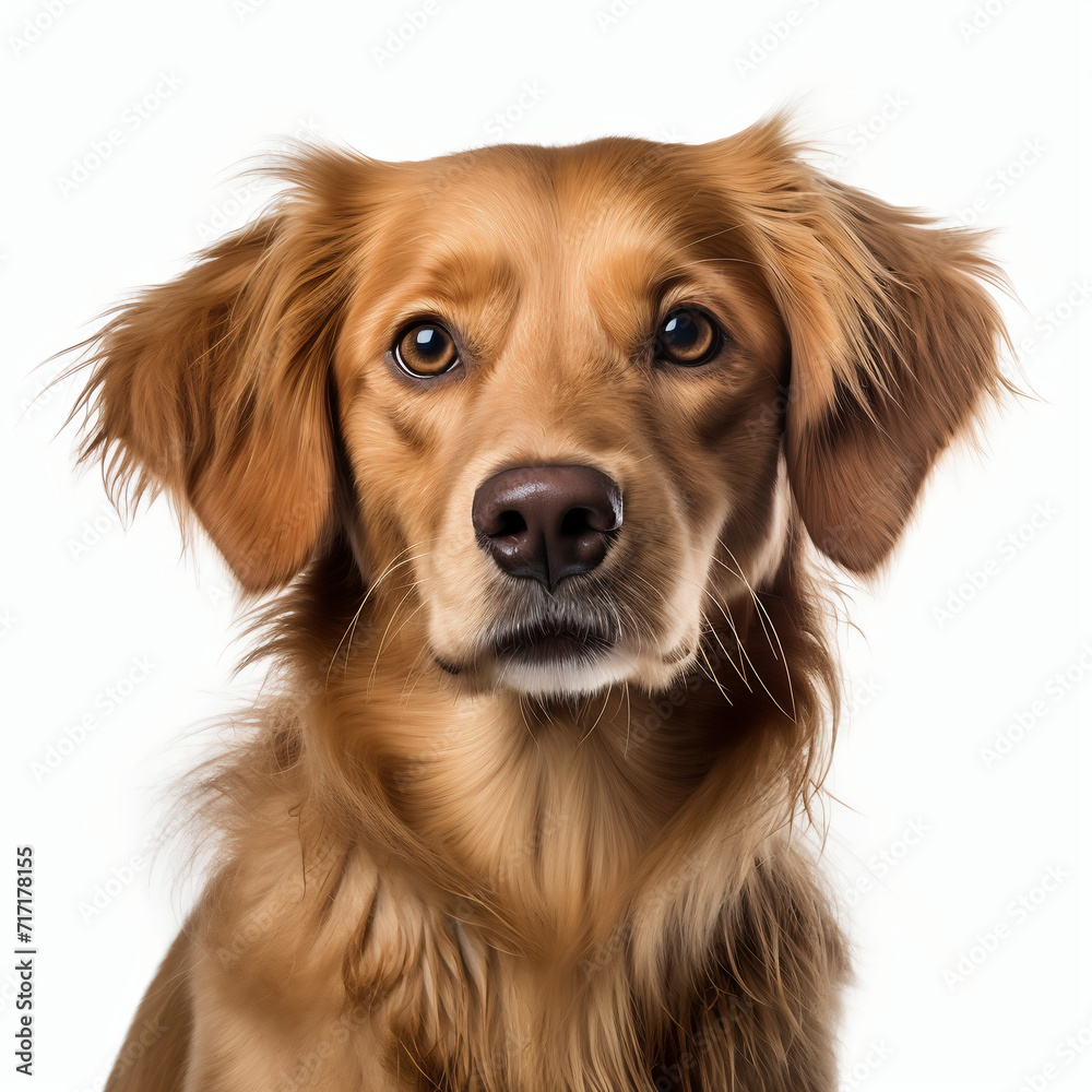 Close-up of a Nova Scotia Duck Tolling Retriever, isolated on white Close-up of a Nova Scotia Duck Tolling Retriever, isolated on white