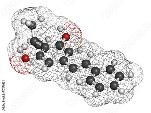 Tapinarof psoriasis drug molecule. 3D rendering. photo