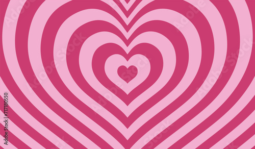 Retro heart background , Tunnel of Concentric hearts. Romantic cute background for valentine's day 
