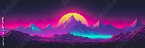 sunset in mountains neon futuristic © YOUCEF