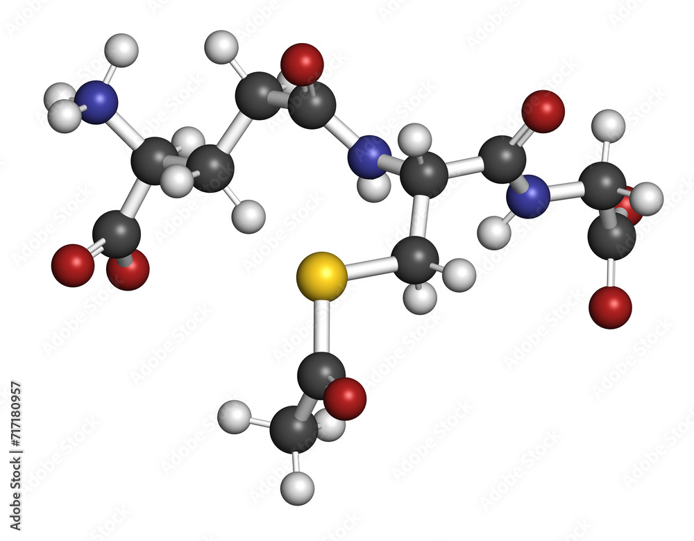S-Acetyl L-Glutathione food supplement molecule. 3D rendering. S-Acetyl L-Glutathione food supplement molecule. 3D rendering.