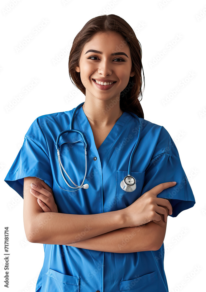 Confident Surgeon Doctor in Blue Scrubs - Crossed Arms and Stethoscope Pose27
