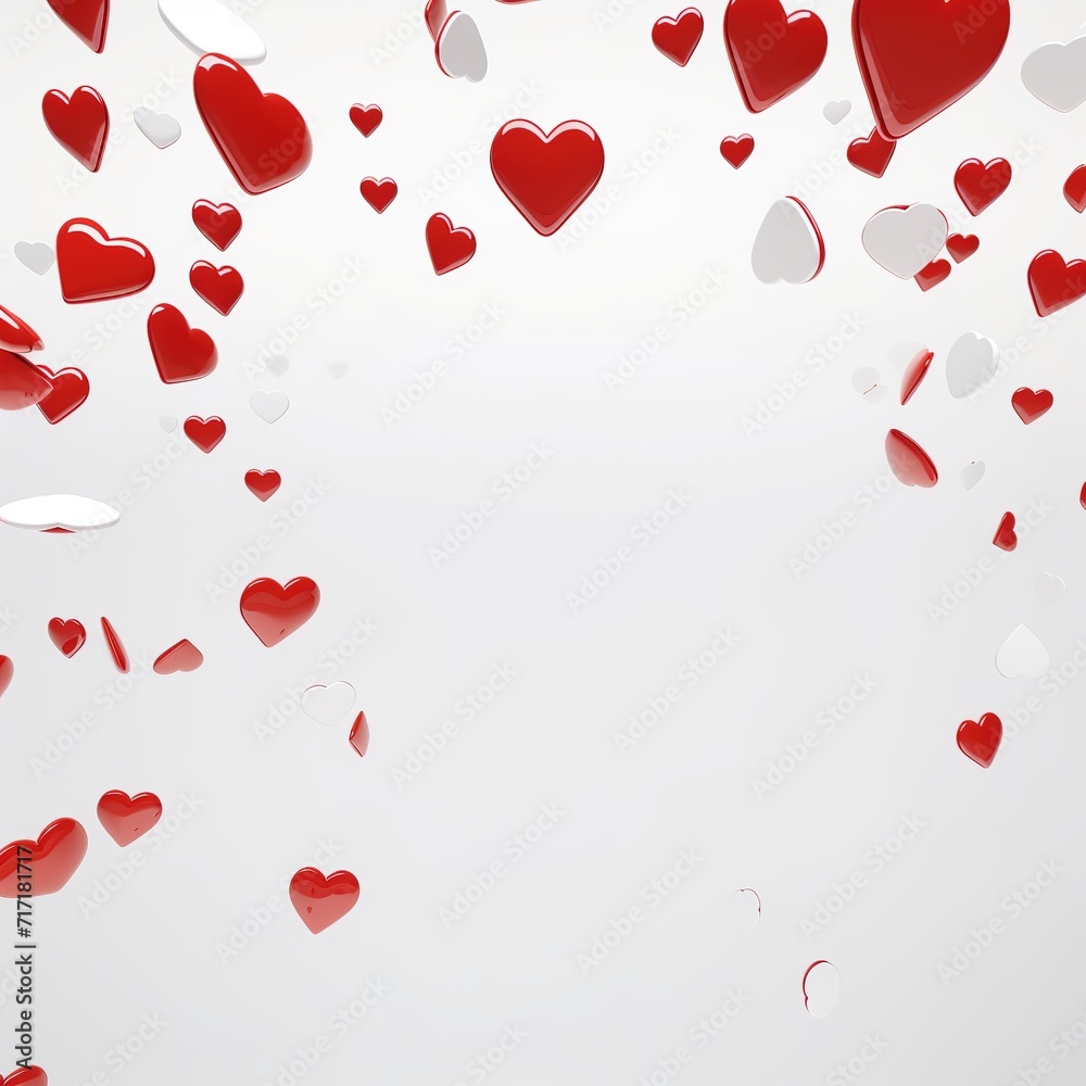 Valentines day background with red hearts and confetti, Vector illustration, Ai Generated