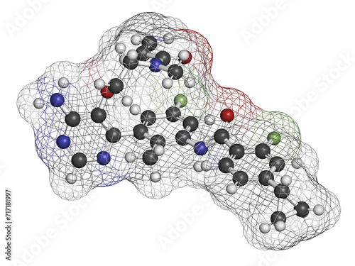 Remibrutinib drug molecule. 3D rendering.