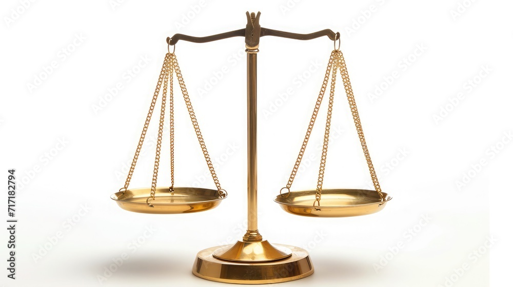 Golden balance scales isolated on white background. Golden balance scales isolated on white background.