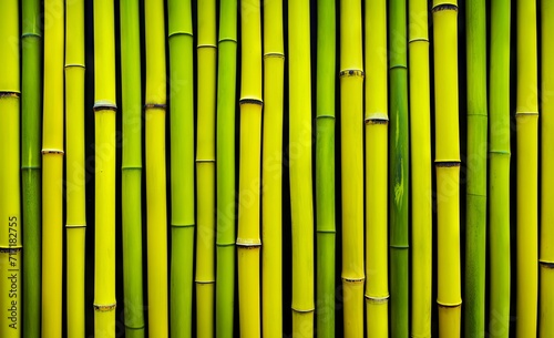 Green bamboo wall background. Close up of green bamboo wall texture.