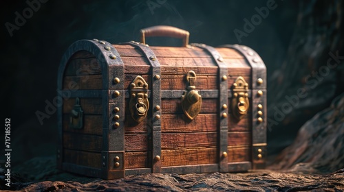 Wooden treasure chest on dark background --ar 16:9 --v 6 Job ID: f6e499df-d427-42e0-a809-1cba930186c2