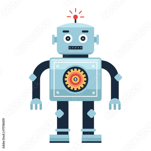cute wind-up robot toy. flat vector illustration.