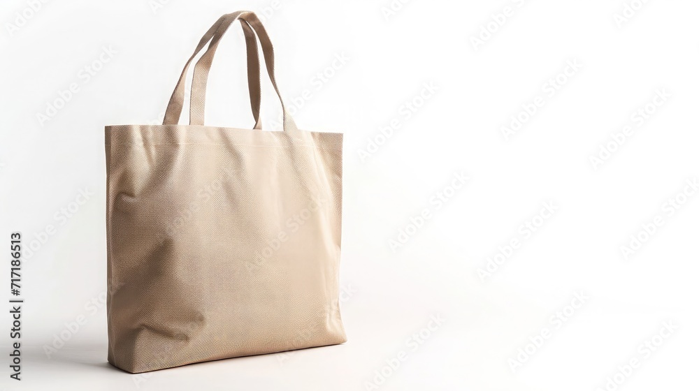 Eco Friendly Beige Colour Fashion Canvas Tote Bag Isolated on White Background. Reusable Bag for Groceries and Shopping Eco Friendly Beige Colour Fashion Canvas Tote Bag Isolated on White Background. Reusable Bag for Groceries and Shopping
