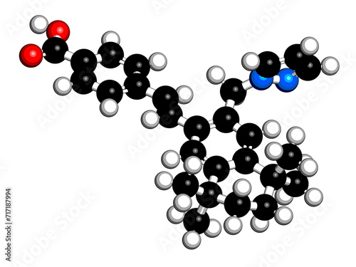 Bilde på lerret Palovarotene drug molecule. 3D rendering.