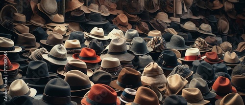 Hats on market stall, Tunis, Tunisia photography photo