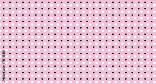 Obraz na płótnie Hearts pattern. White and black hearts on pink background. w salonie