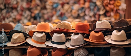 Hats on market stall, Tunis, Tunisia photography