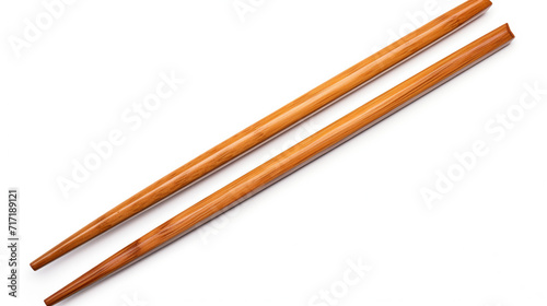 Pair of wooden chopsticks isolated on white, AI Generative.