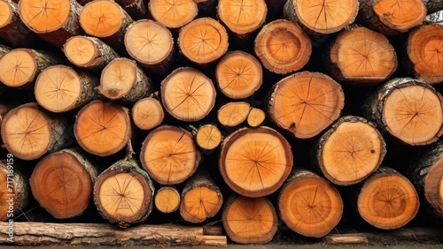 Background of cut logs close up