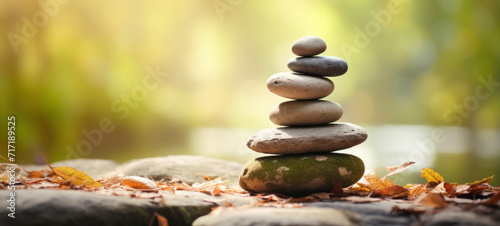 Balanced River Stones in Zen Harmony