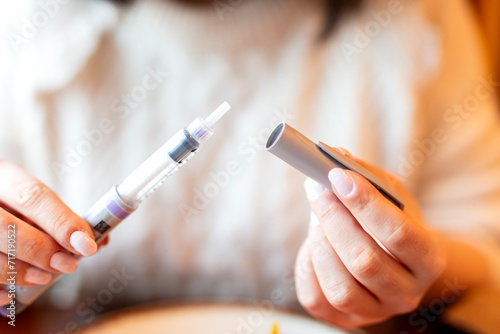 Insulin injection pen or insulin cartridge pen for diabetics. photo