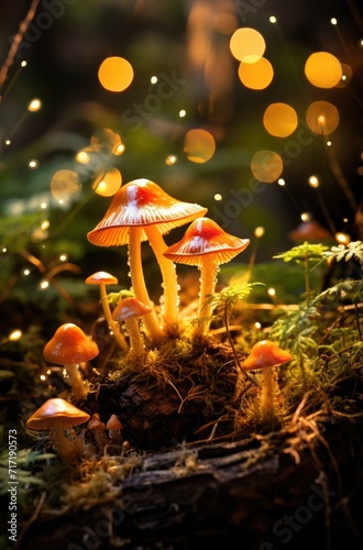 Psychedelic mushroom forest with a neon glow