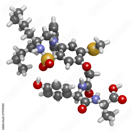 Odevixibat drug molecule. 3D rendering.