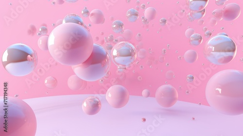 Whimsical Ballet, Ethereal Pink Canopy With Effervescent Bubbles Dancing in Mid-Air