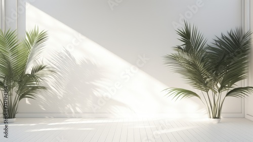 Enigmatic Oasis  A Serene Haven Revealed Through White Depths and Lush Palm Calm