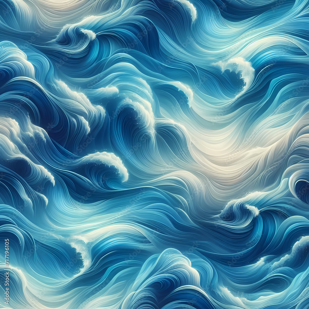 Obraz premium pattern background featuring the beauty of blue ocean waves, Generative Ai