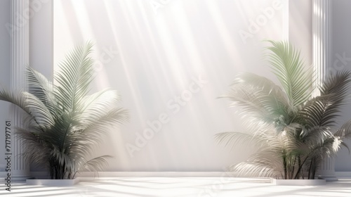 Whispering Serenity  A Pristine Sanctuary Embraced by Two Majestic Palm Trees